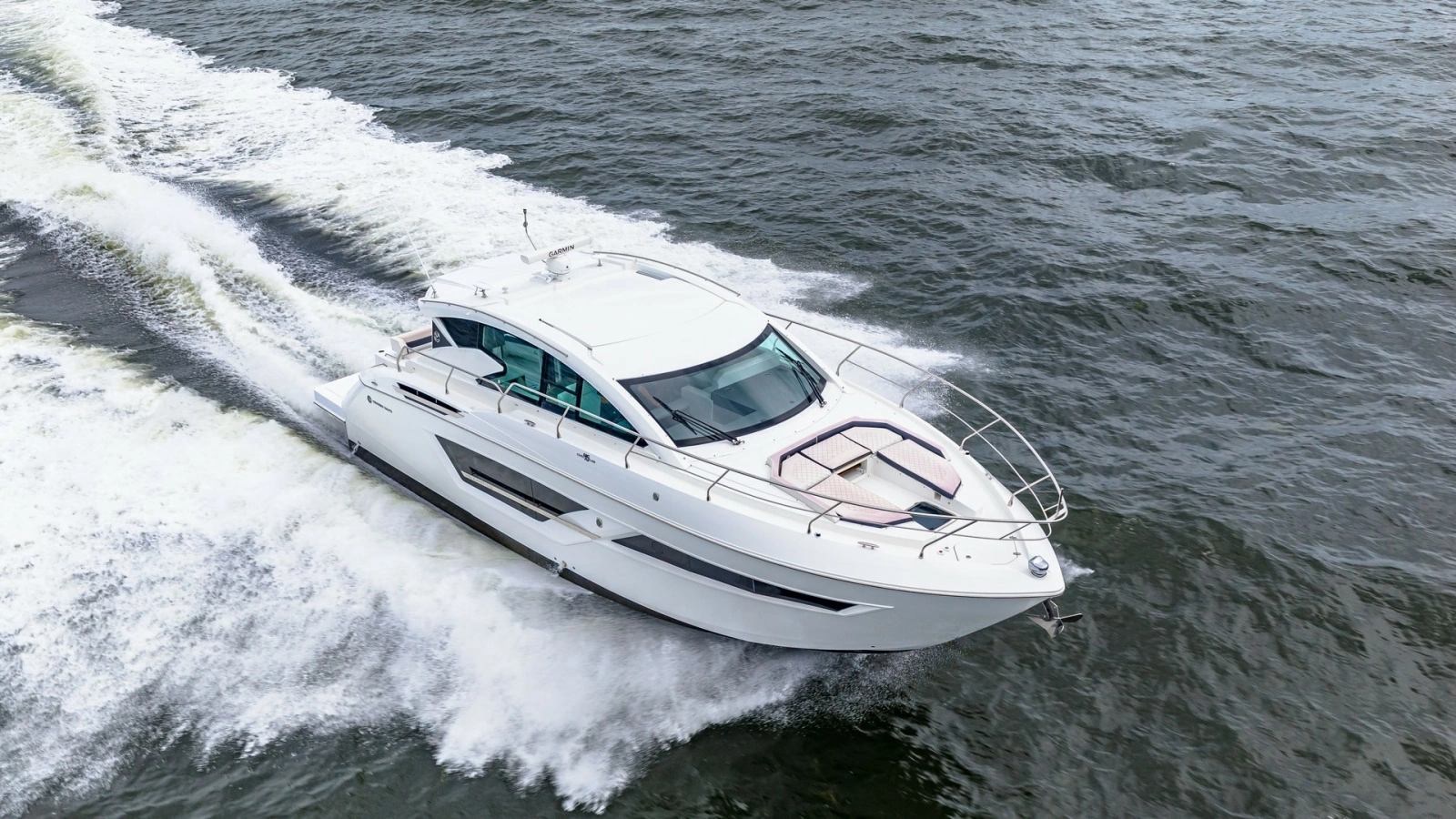 Aerial View of Cruising Yacht