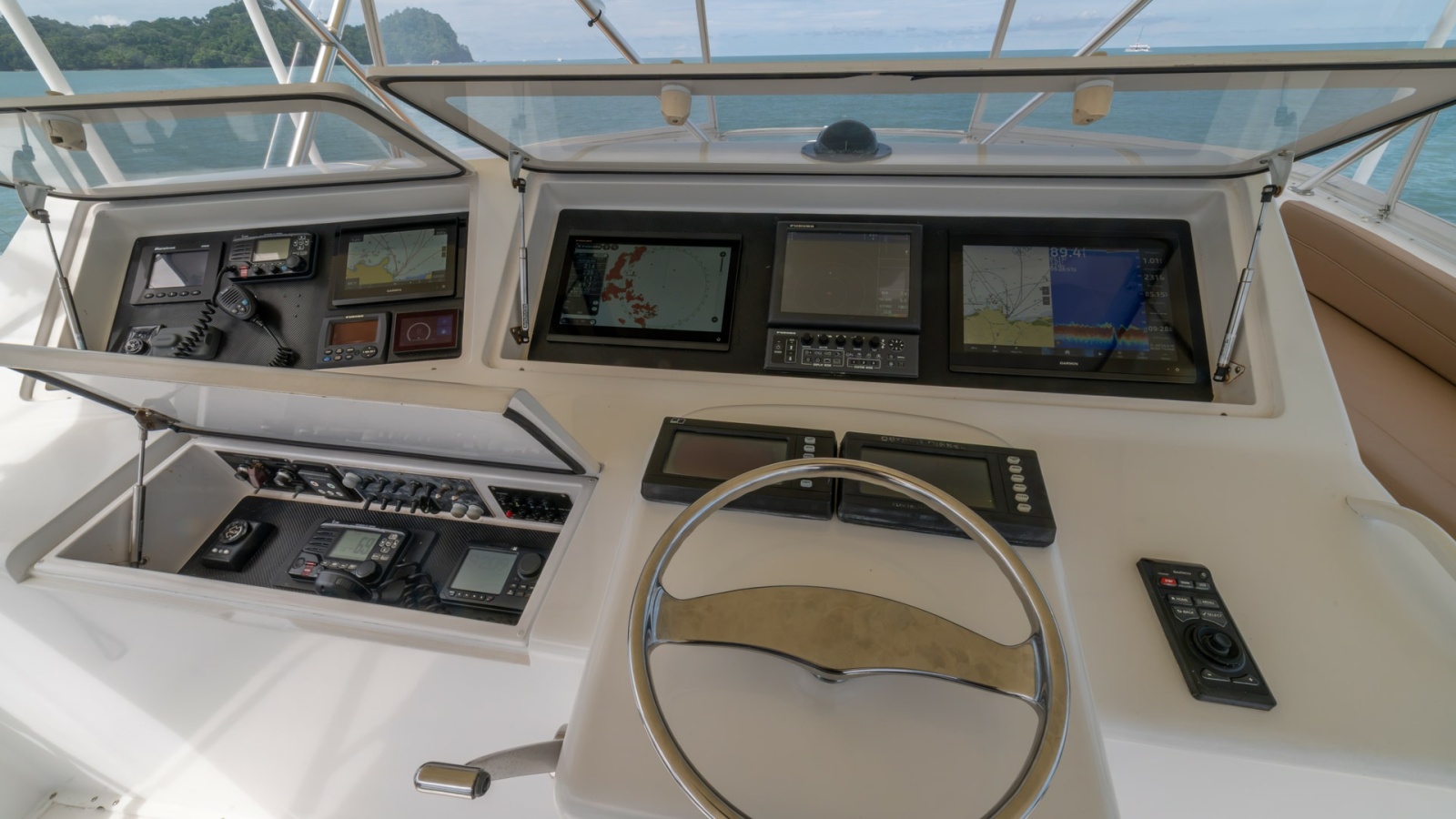 Helm Station with Electronics 2002 Viking 61 Convertible