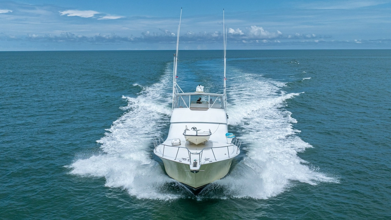 Bow View in Action 2002 Viking 61 Convertible