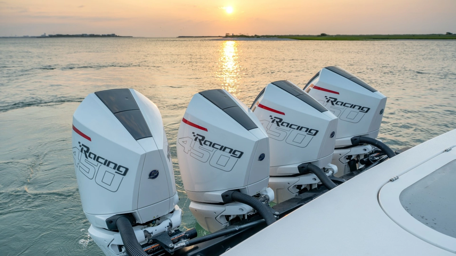 Quad Outboard Engines at Sunrise
