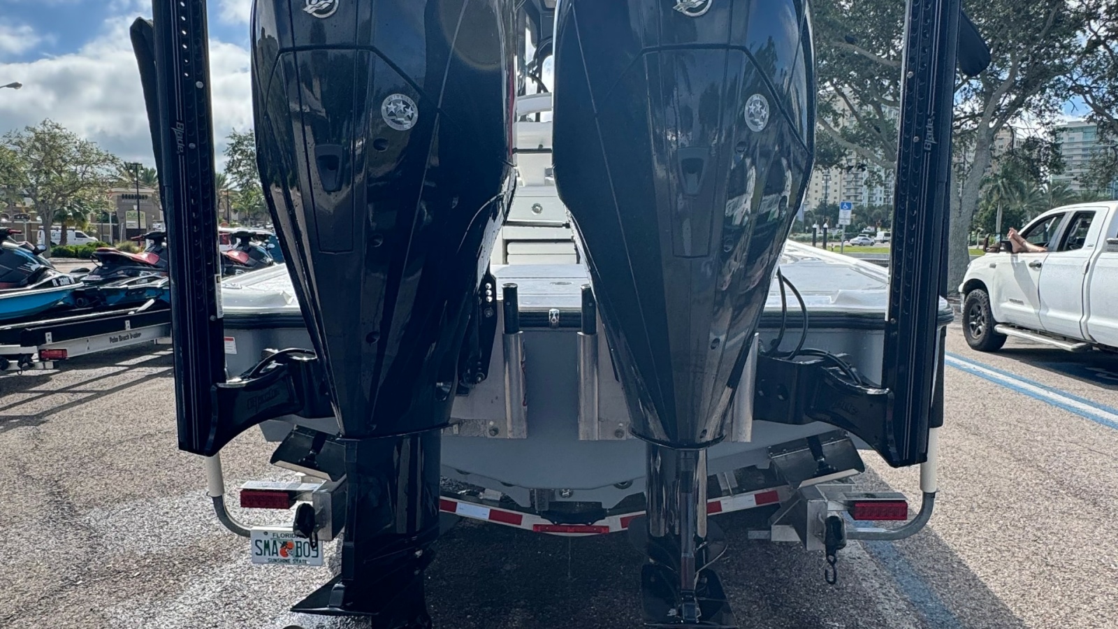 Twin Outboard Engines - Stern View