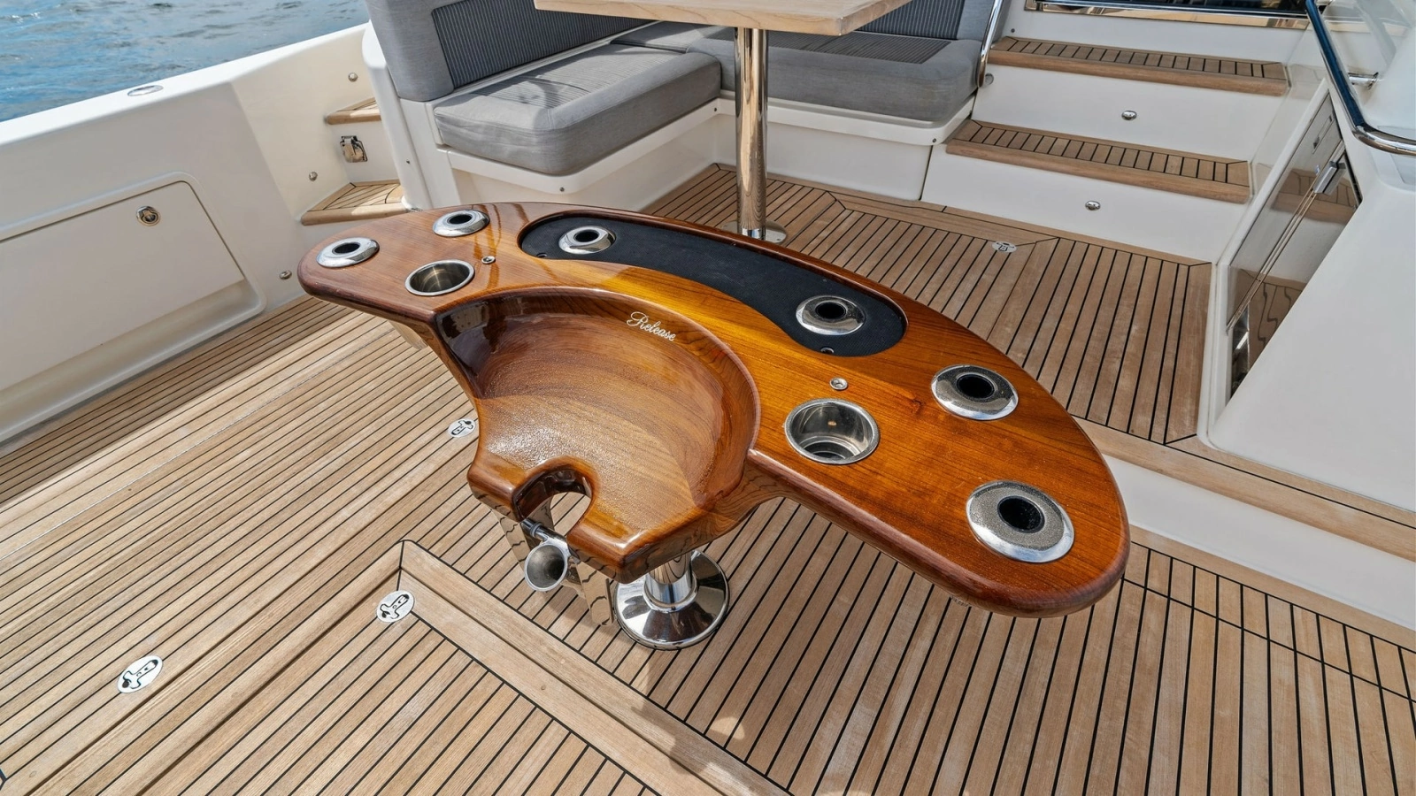 Cockpit with Teak Deck and Fishing Station