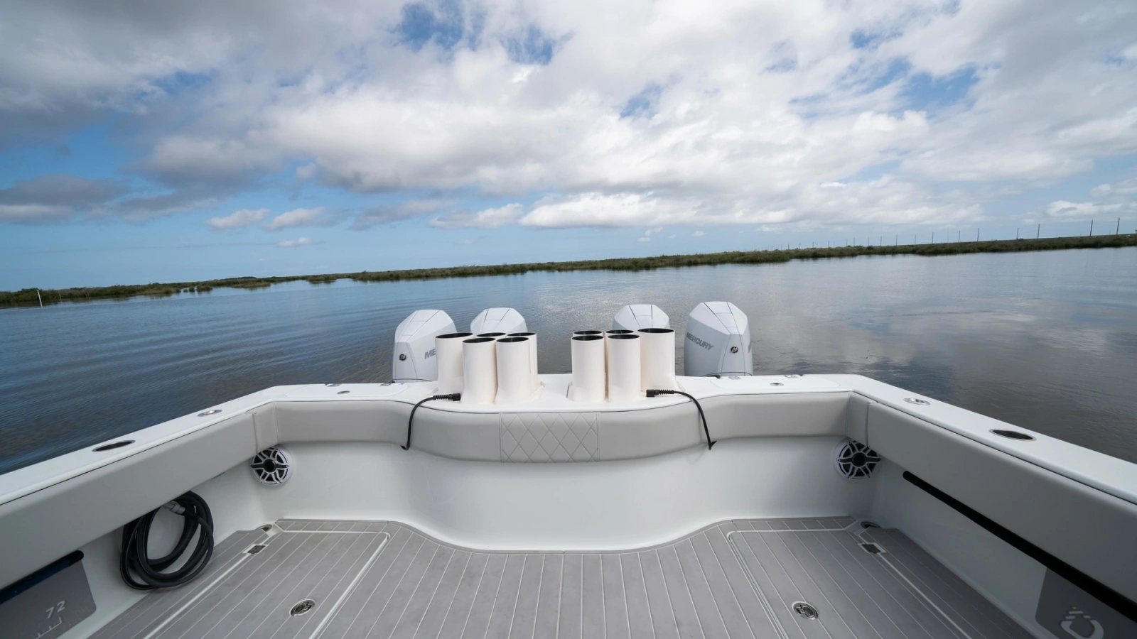 Aft Deck with Fishing Rod Holders