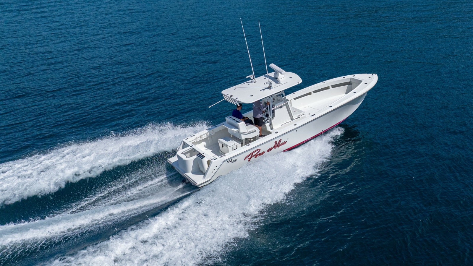 Aerial View of SeaVee 32 in Motion