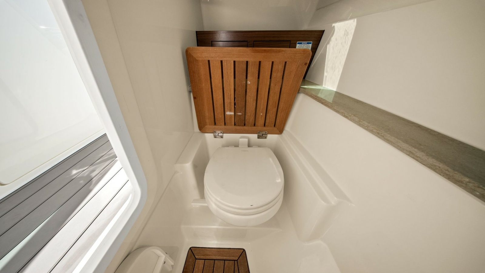 Compact Marine Head with Teak Accents