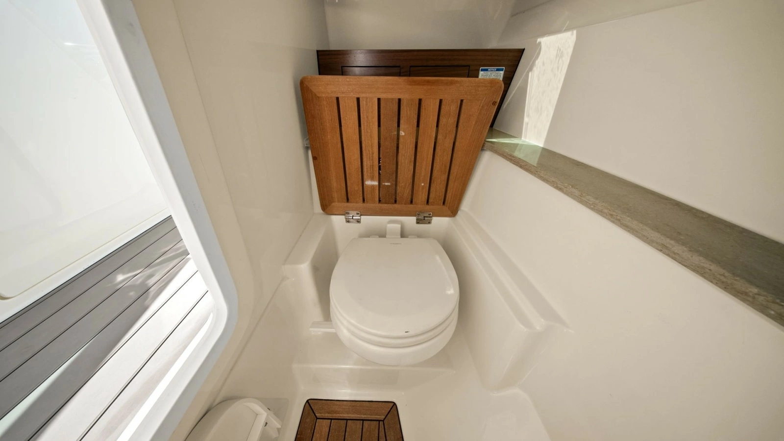 Compact Marine Head with Teak Accents