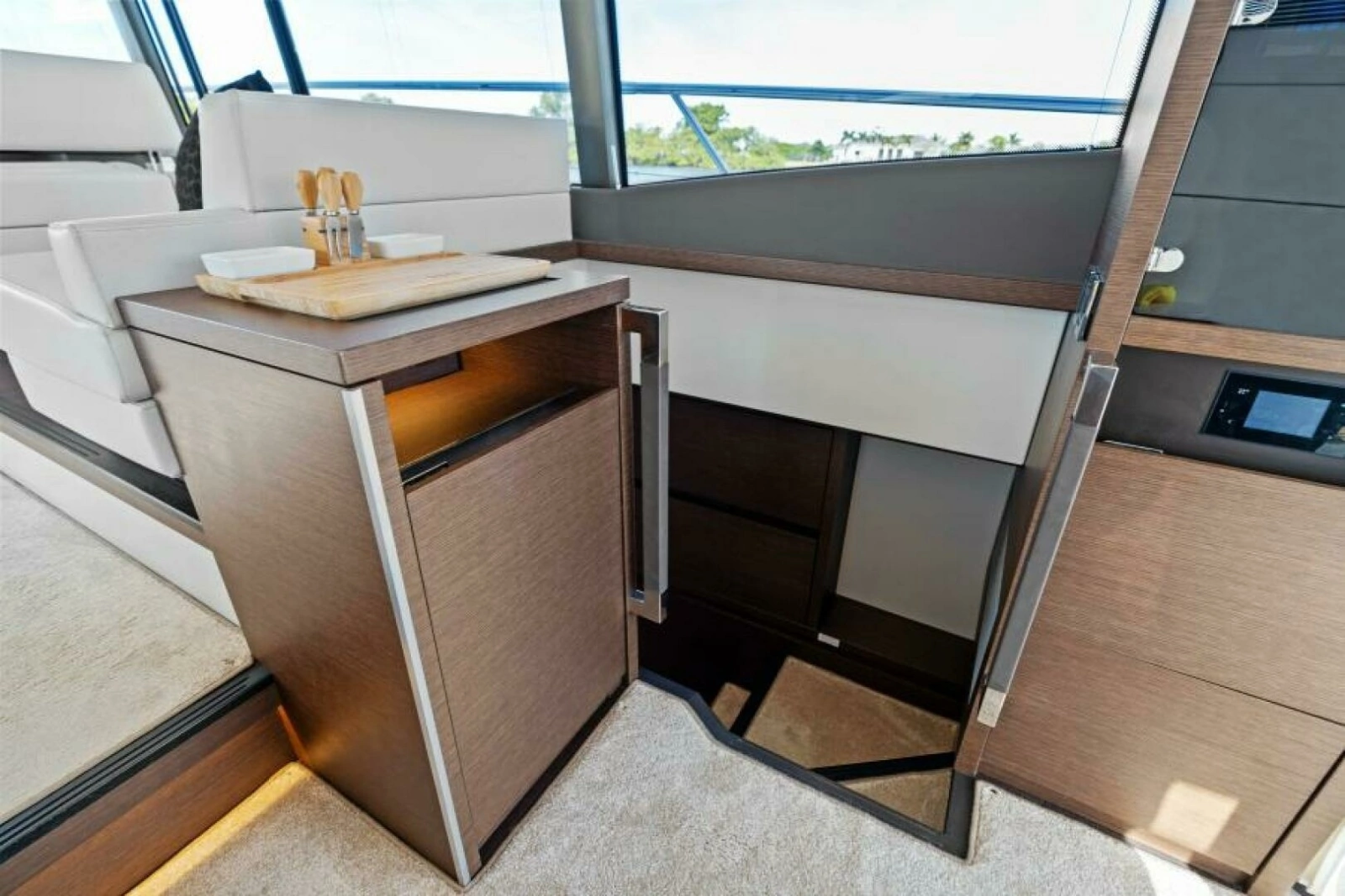 2020 52 Prestige Flybridge - Vacay - Compainway to Master Stateroom