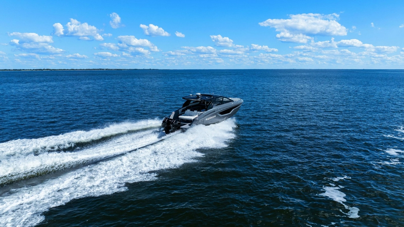Aerial View of Cruising Yacht