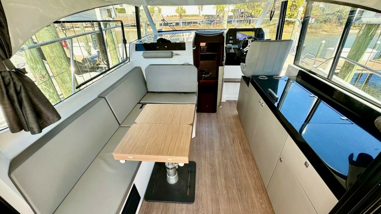 Spacious Interior Salon with Helm Station