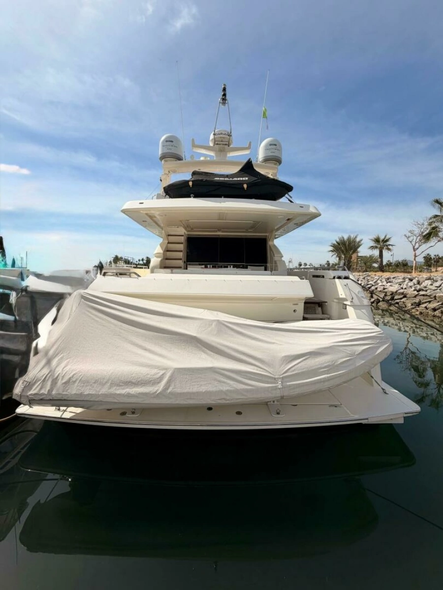 2000 Ferretti Yachts 72 Motoryacht - "BELLA": Aft Deck with Tender and Lounge