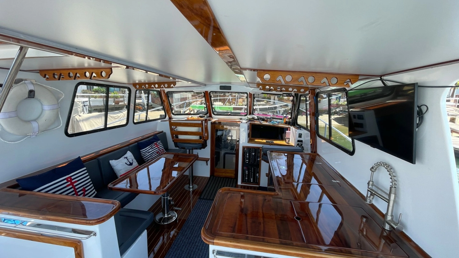 Spacious Flybridge Interior Lounge Area