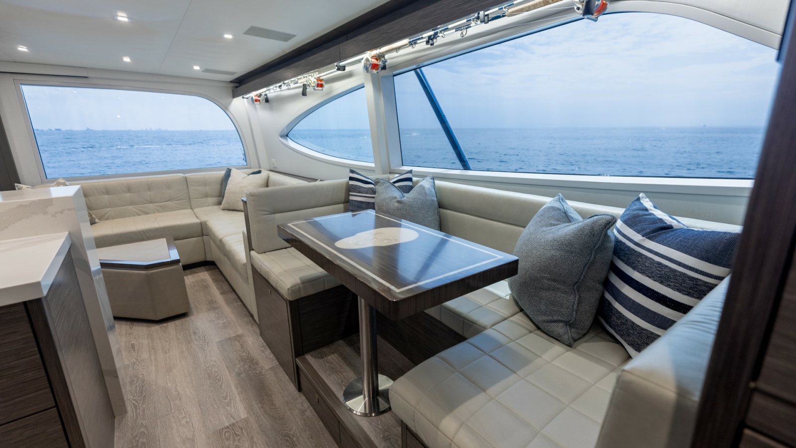 2021 65 Hatteras GT On the DL Dinette (1)