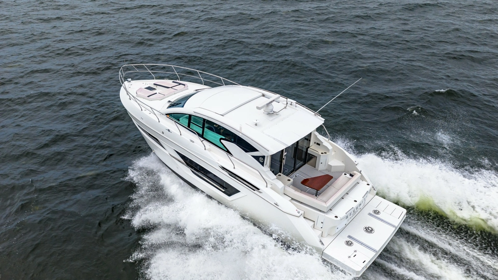 Aerial View of Cruising Yacht
