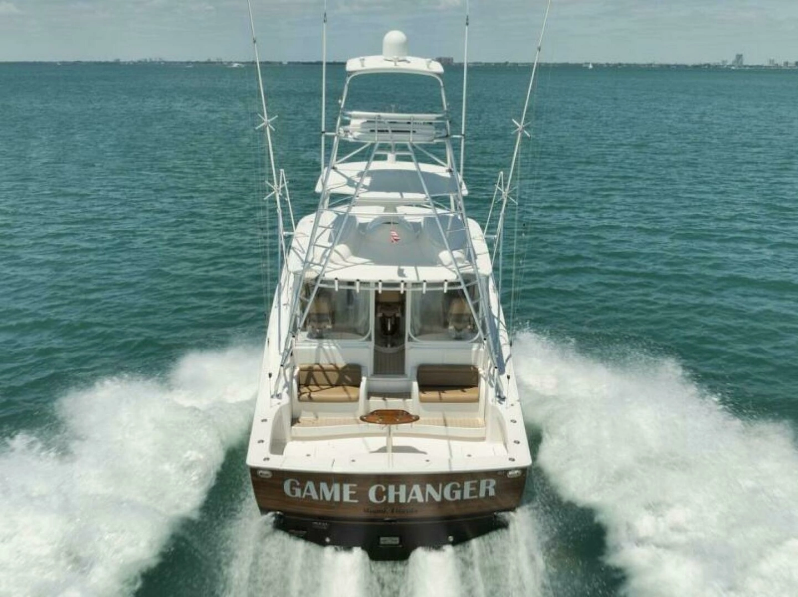 Viking 42 GAMECHANGER - Aft Aerial Running Shot