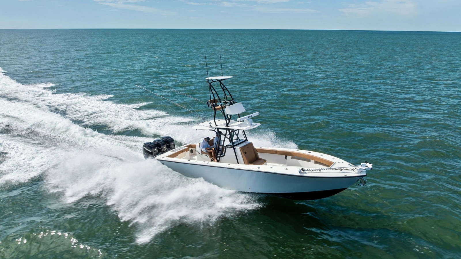 Aerial View of SeaVee 340B in Motion