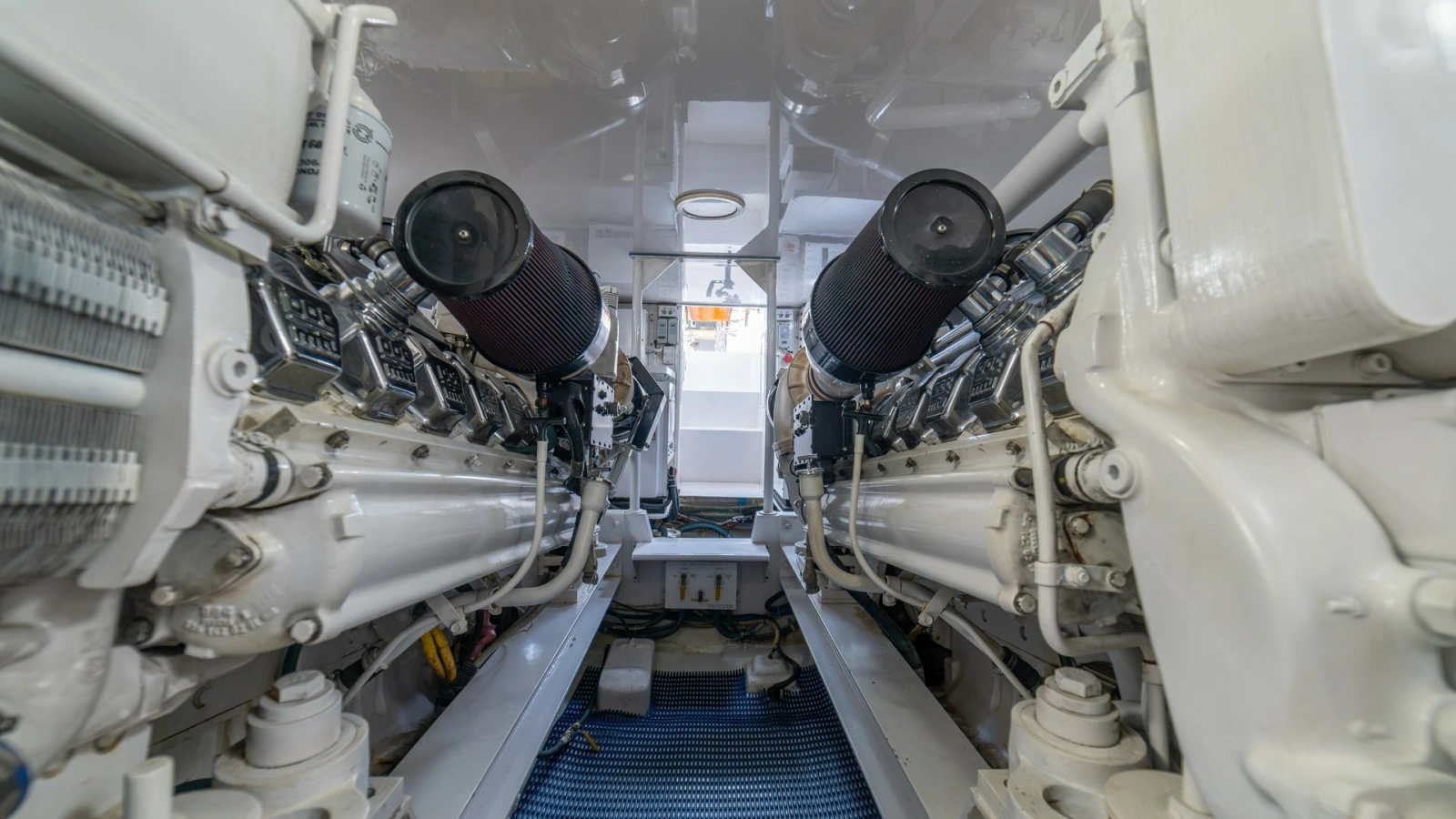 Engine Room with Twin Engines 2002 Viking 61 Convertible