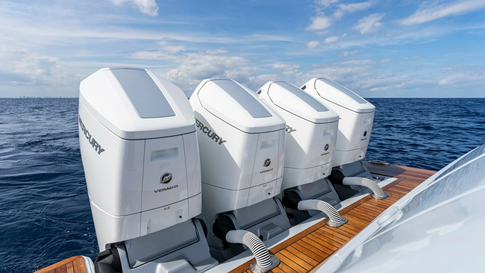 Aft Deck with Quad Outboard Engines - Valhalla 55 Sport Yacht