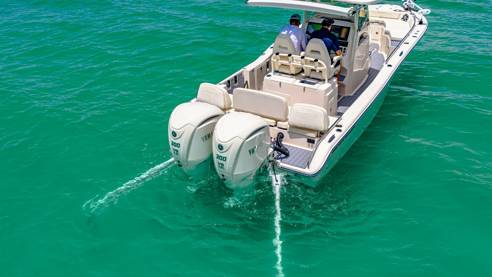 Aft Deck with Dual Outboard Engines