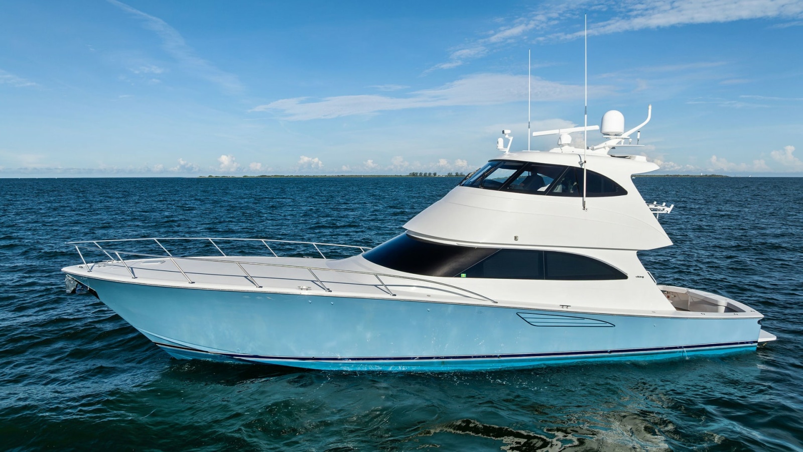 Portside View of Viking 62 Enclosed Bridge