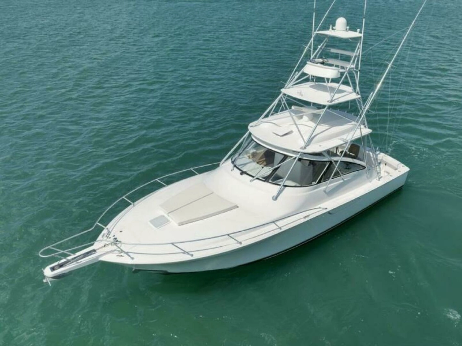 Viking 42 GAMECHANGER - Port Bow Aerial Profile