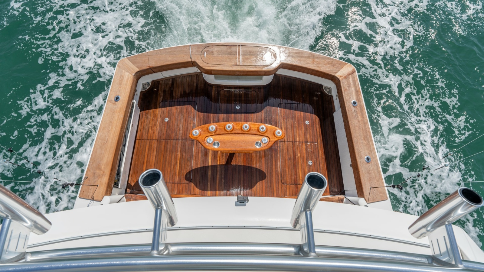 Teak Aft Deck with Rod Holders