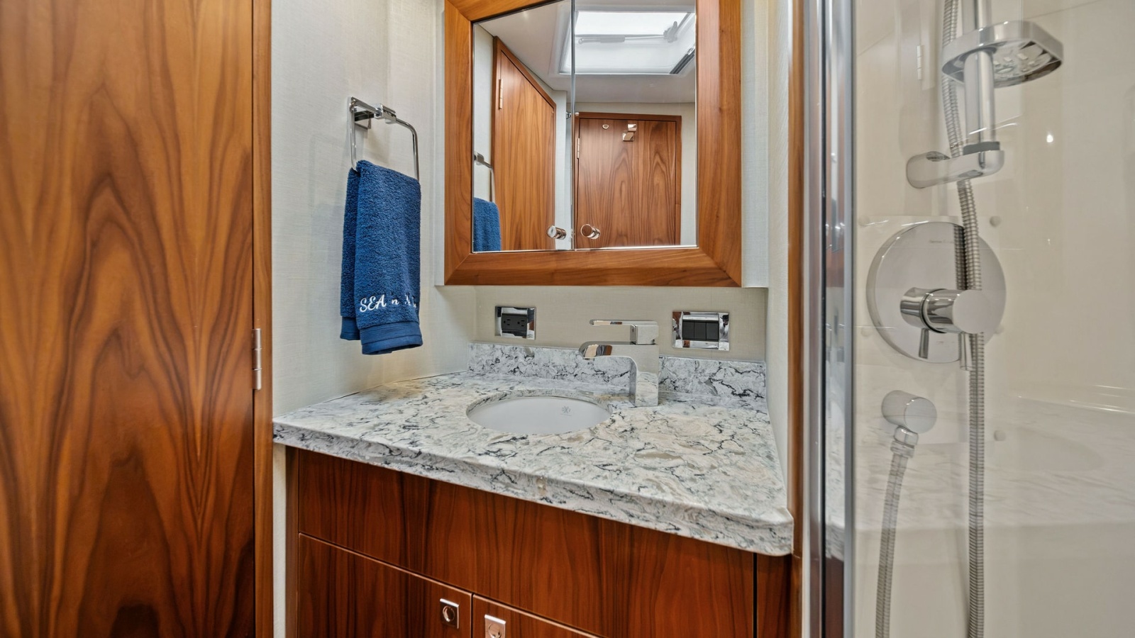 Elegant Bathroom with Wood Accents