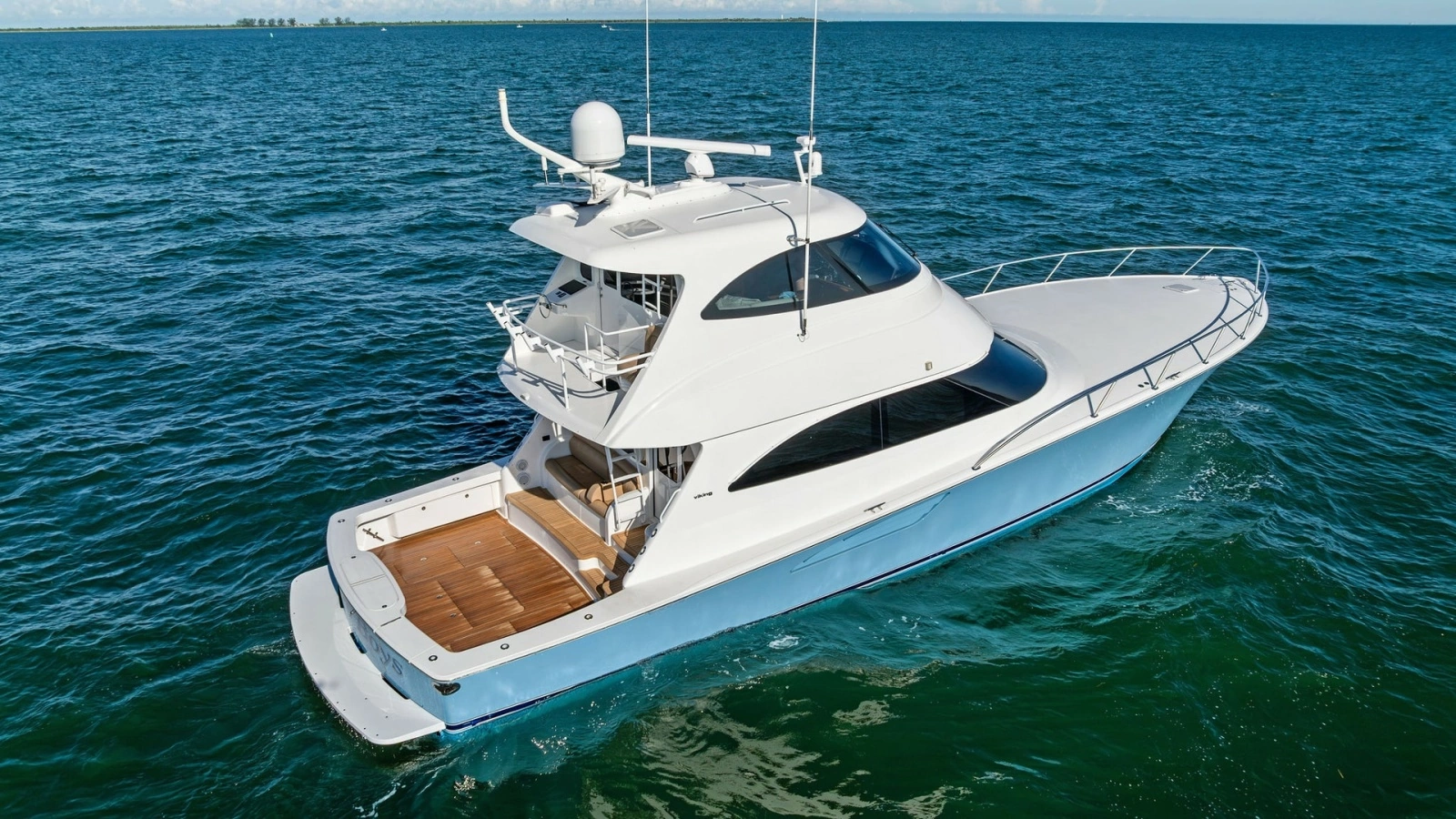 Aerial View of Enclosed Bridge Yacht