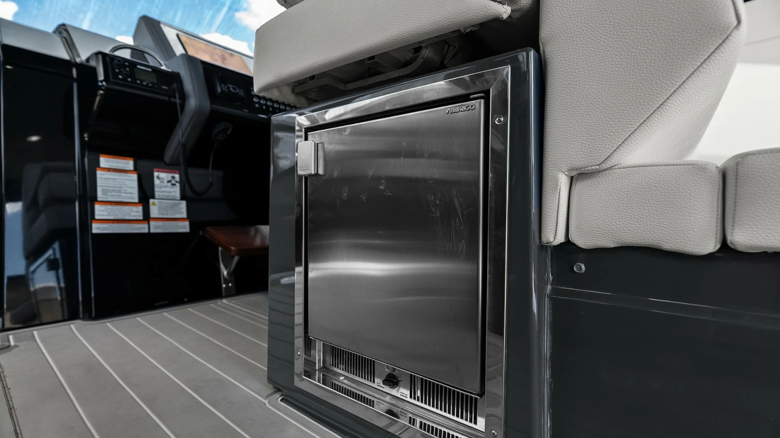 Cockpit Seating with Integrated Refrigerator