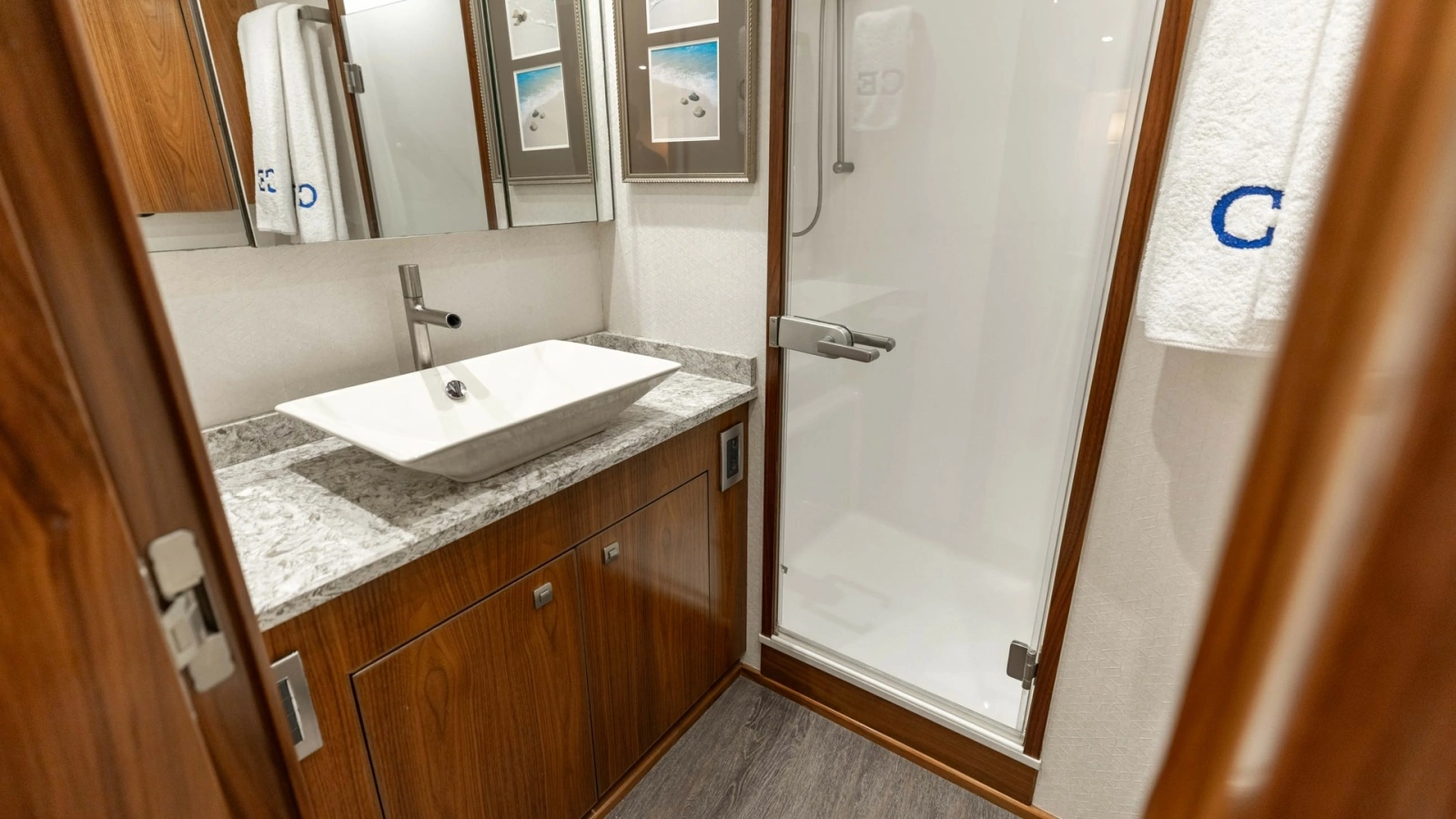 Elegant Yacht Bathroom with Shower