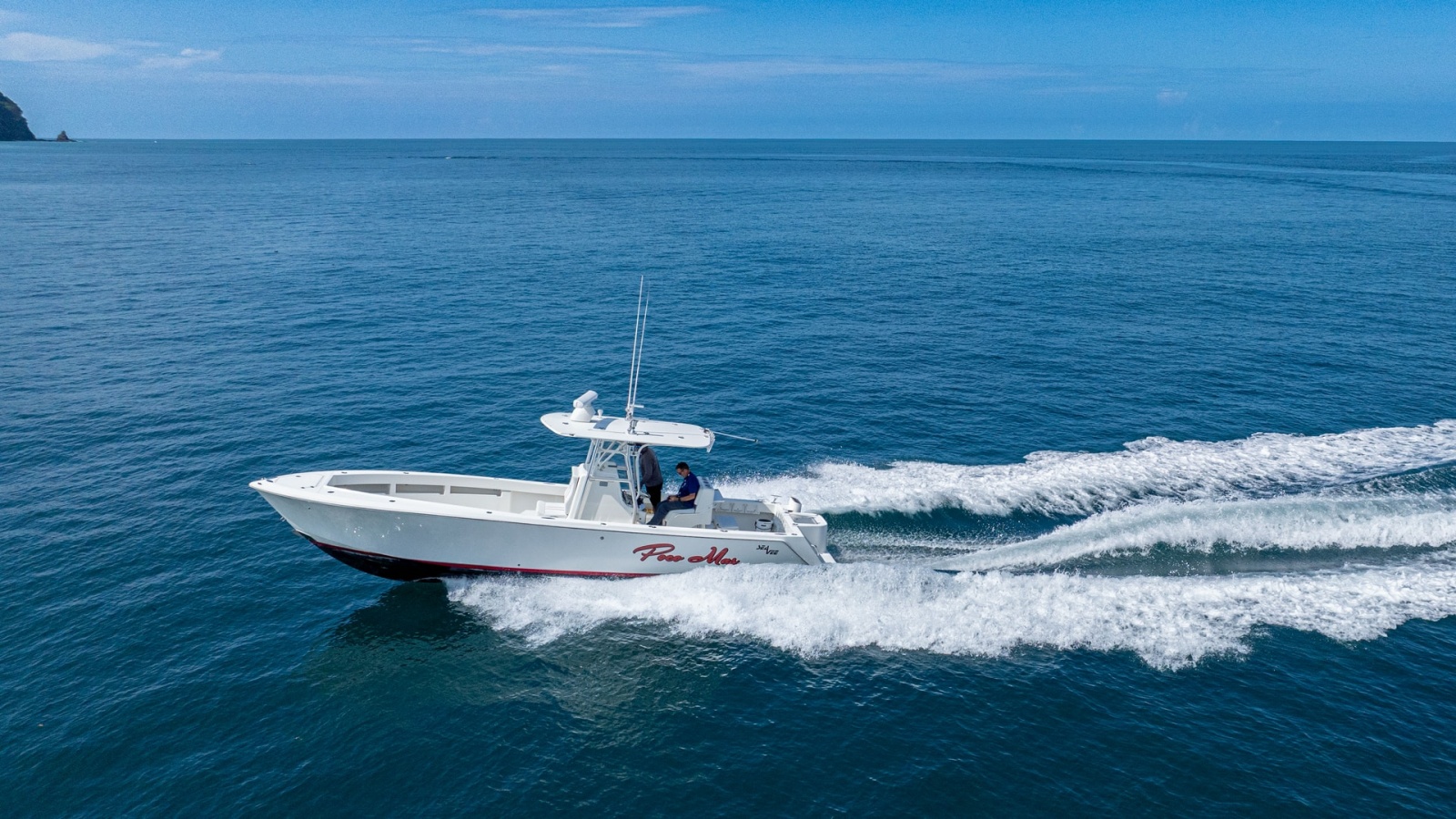 Aerial View of SeaVee 32 in Motion