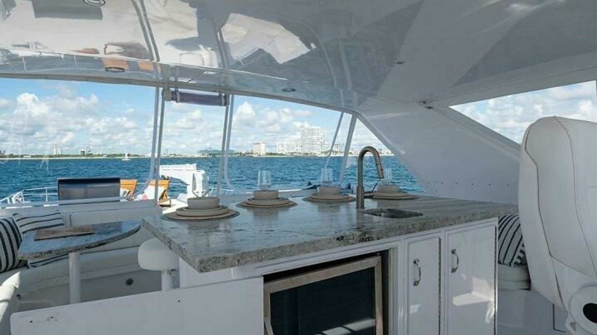 Flybridge Wet Bar and Seating Area