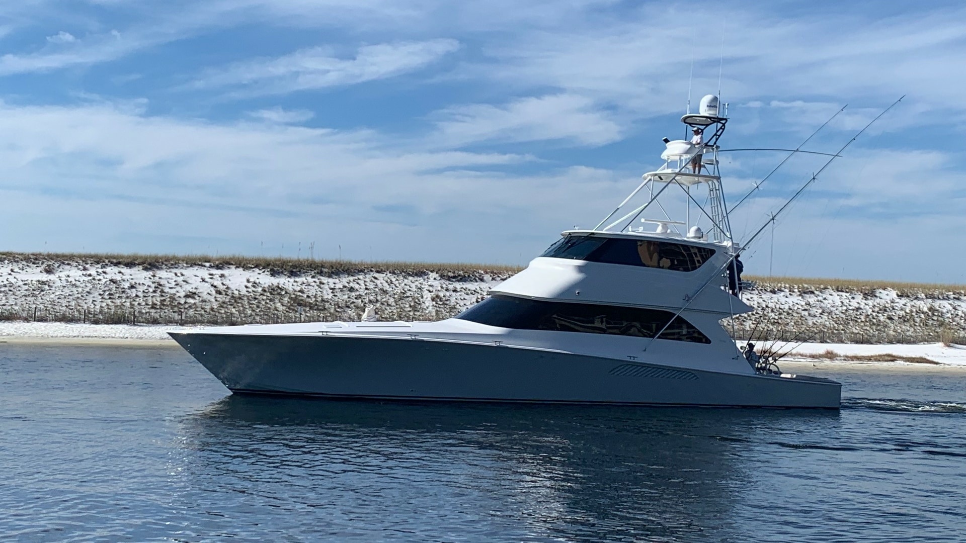 2007 74 Viking 74 Enclosed Bridge Never Settle - Port Profile (3)