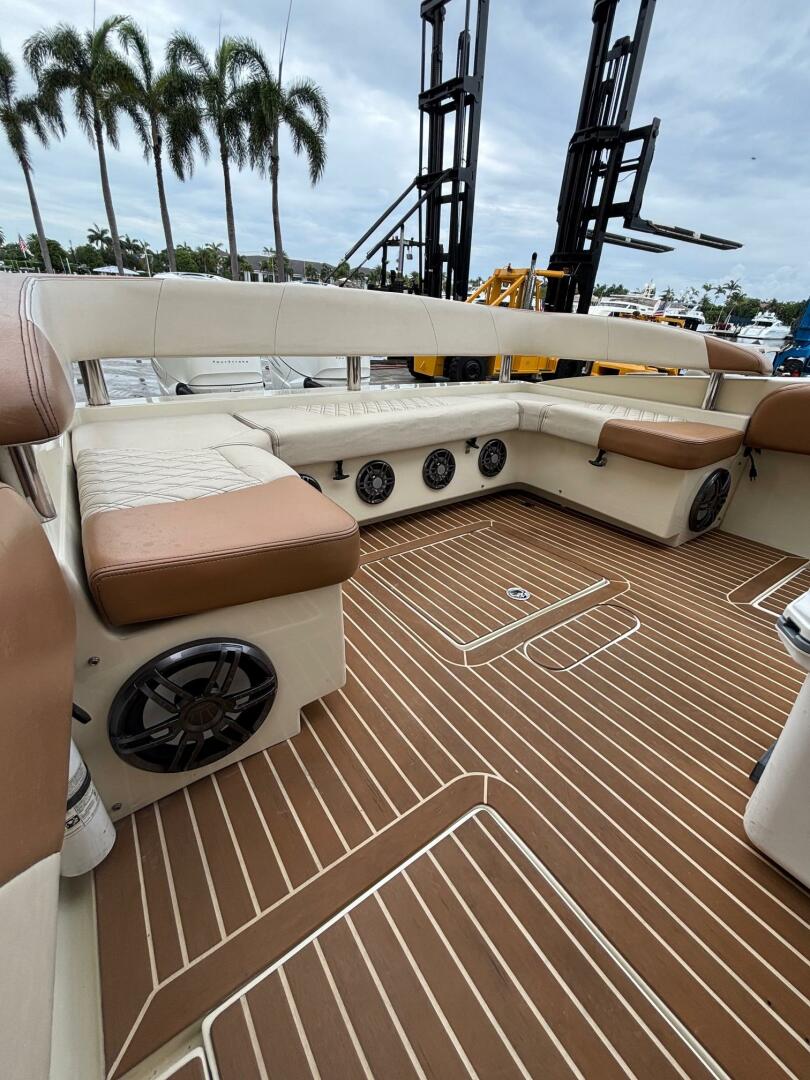 Luxurious 2013 Statement 35 Center Console boat interior wit