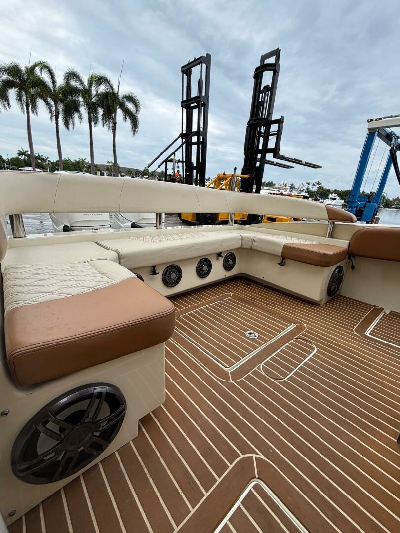 Luxurious 2013 Statement 35 Center Console boat interior wit