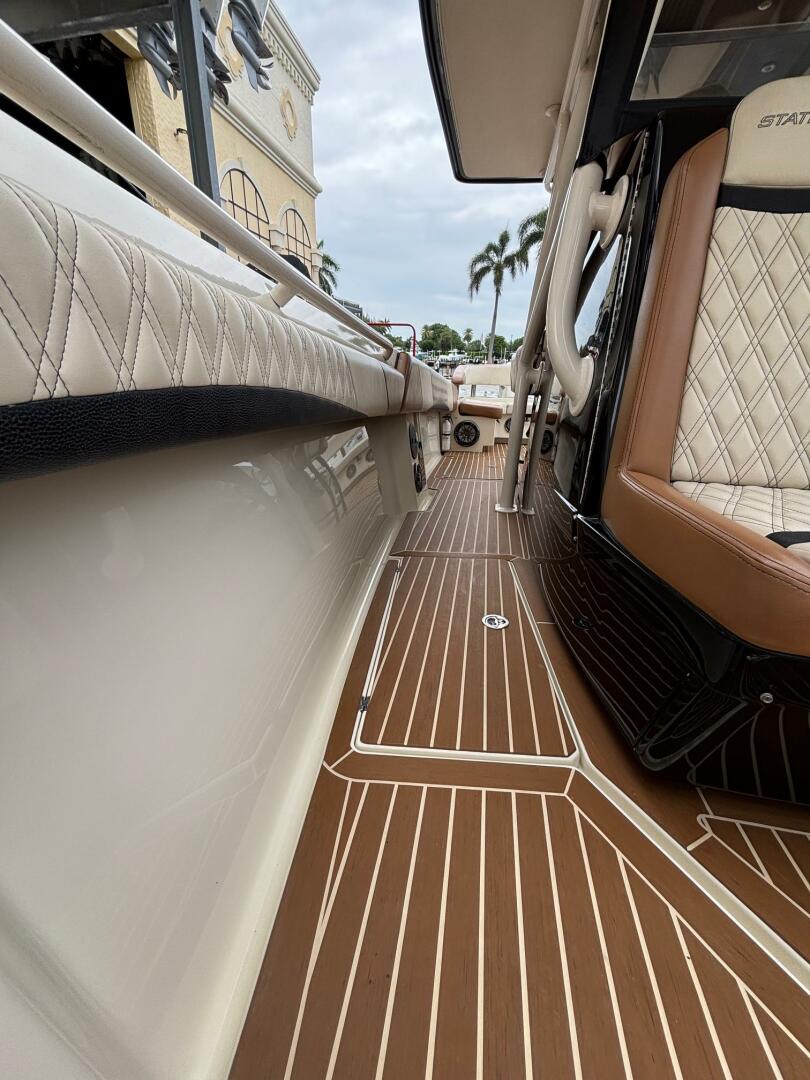 Luxurious interior of 2013 Statement 35 Center Console boat 