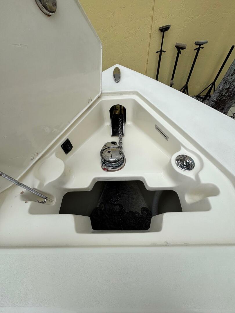 Anchor compartment of 2013 Statement 35 Center Console boat,