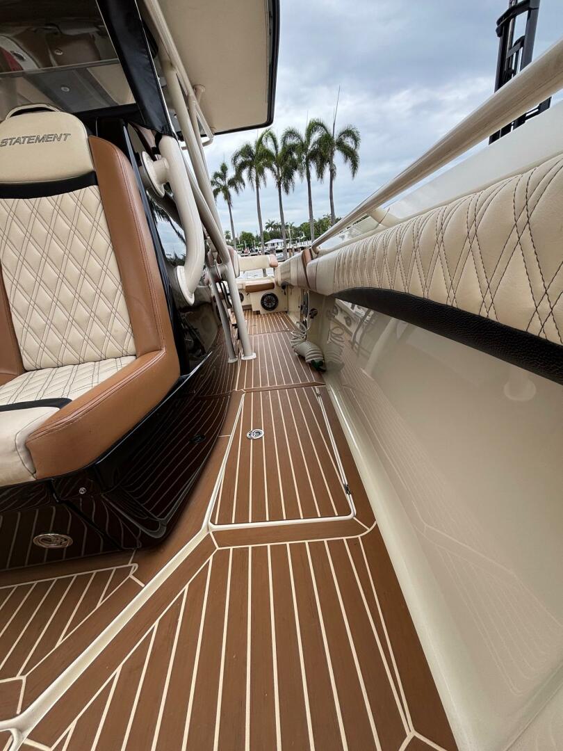 Luxurious 2013 Statement 35 Center Console boat interior wit