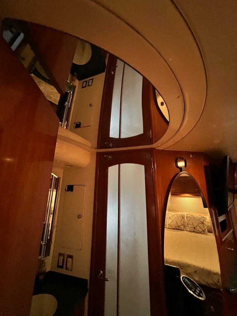 Interior of 2000 Carver 506 Motor Yacht with wood paneling a