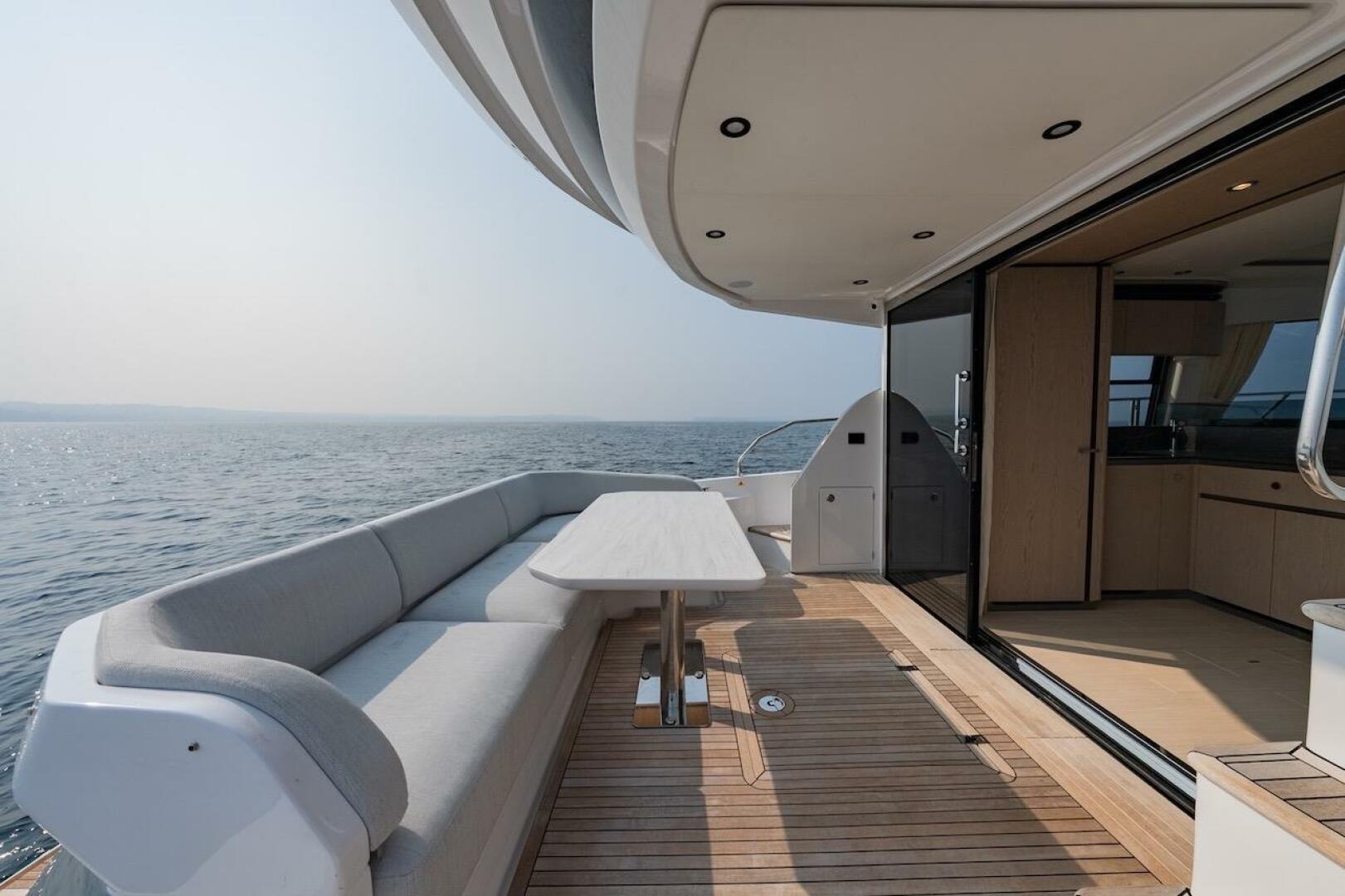 Luxurious 2023 Azimut Fly 53 yacht deck with ocean view and 