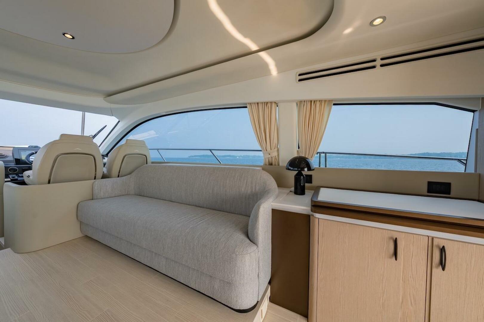 Interior of 2023 Azimut Fly 53 yacht with modern seating and