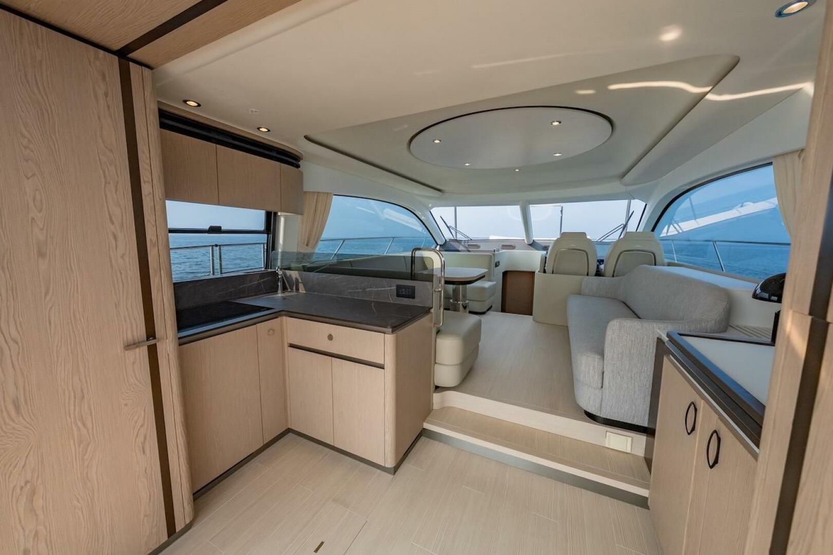 Luxurious interior of 2023 Azimut Fly 53 yacht with modern k
