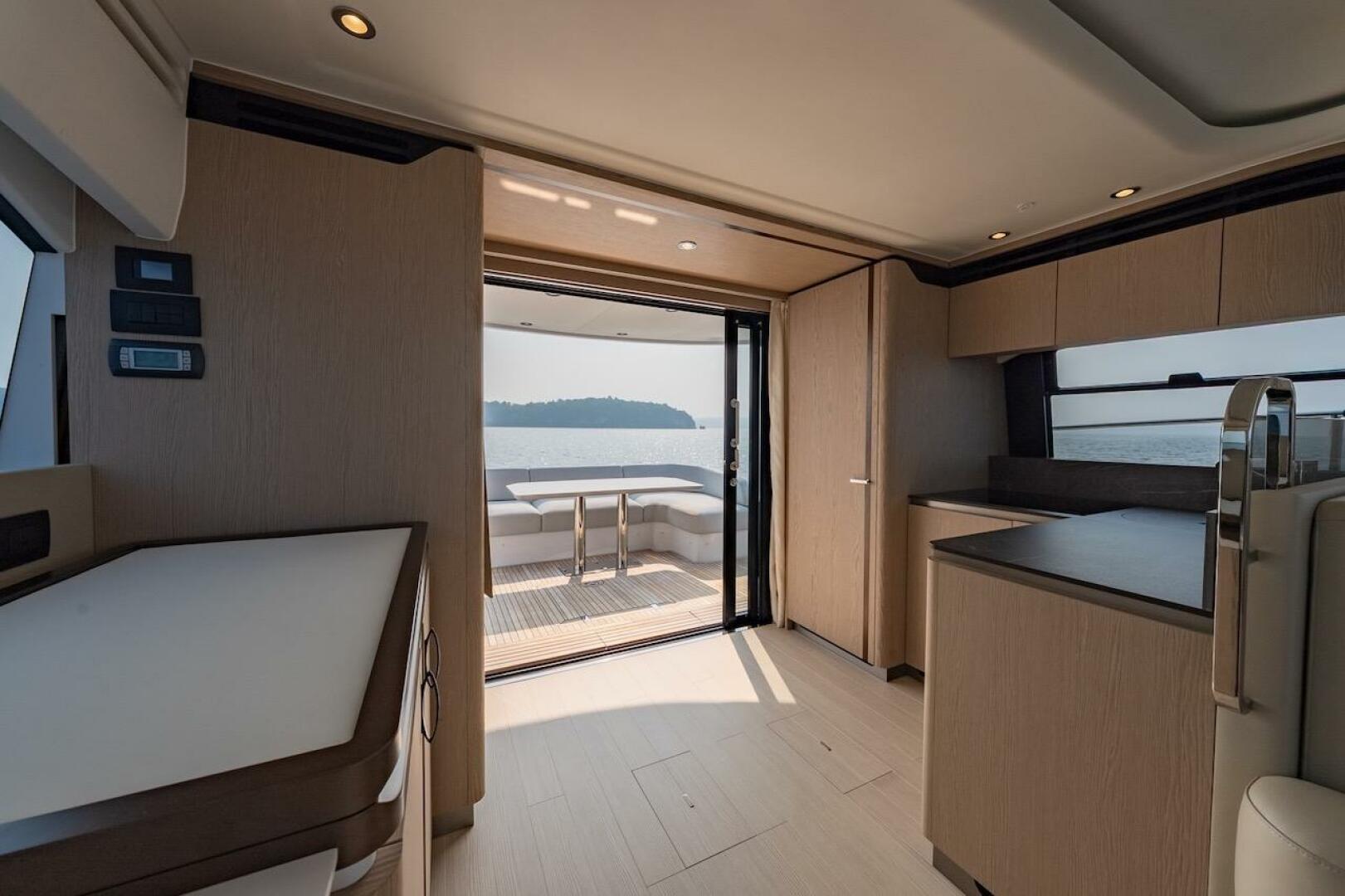 Luxurious interior of 2023 Azimut Fly 53 yacht with open dec