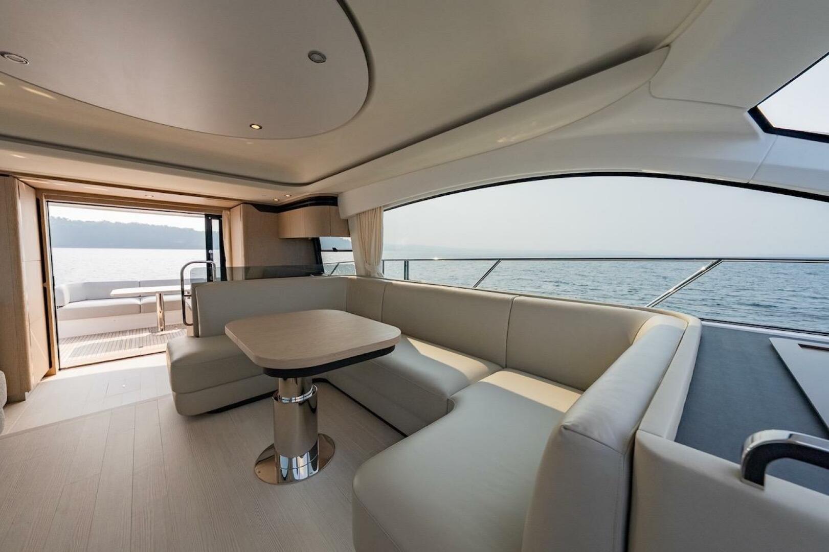Luxurious interior of 2023 Azimut Fly 53 yacht with ocean vi