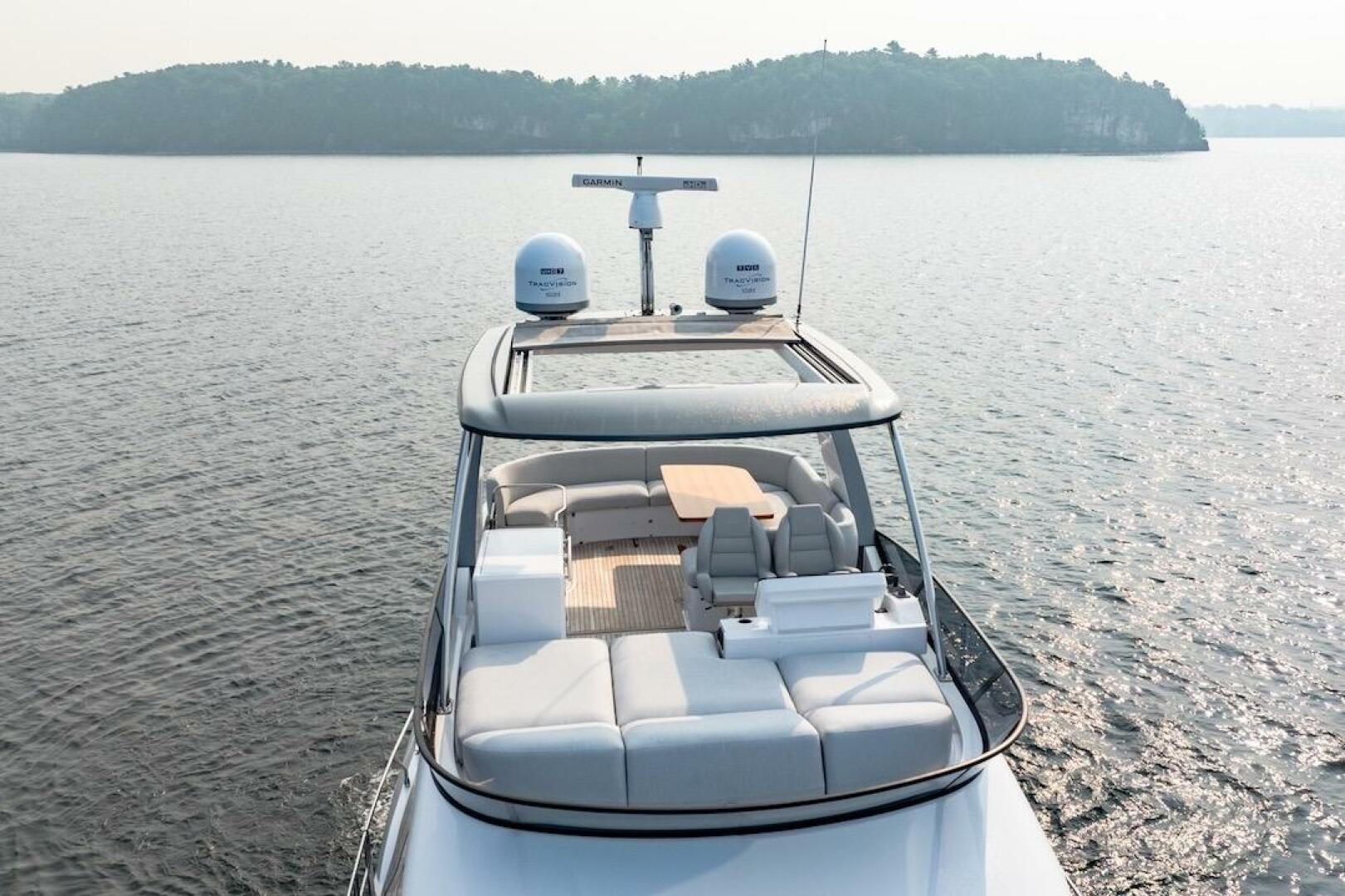 2023 Azimut Fly 53 yacht cruising on serene waters, showcasi