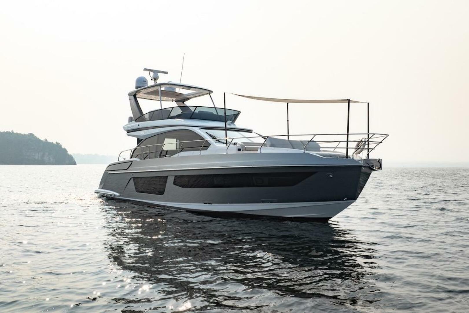 2023 Azimut Fly 53 yacht on calm water, showcasing sleek des