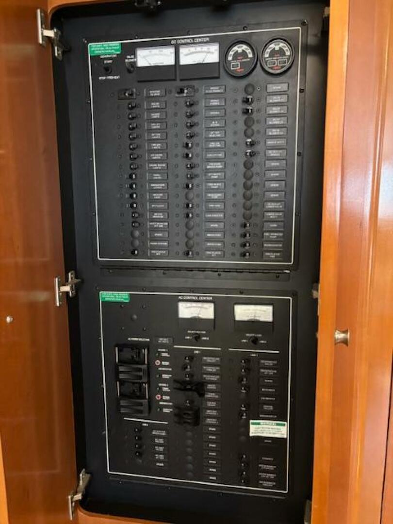 Electrical control panel inside a 2006 Carver 43 Motor Yacht