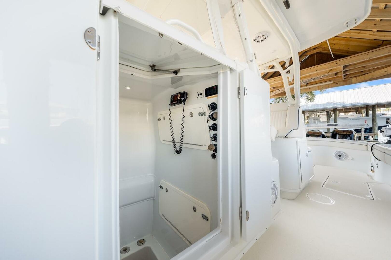 2015 Yellowfin 39 boat interior with control panel and seati