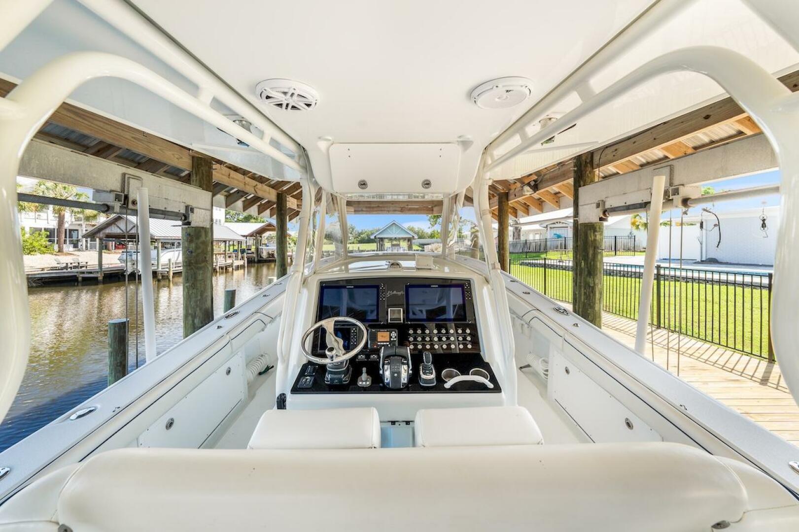 2015 Yellowfin 39 boat cockpit with advanced navigation syst