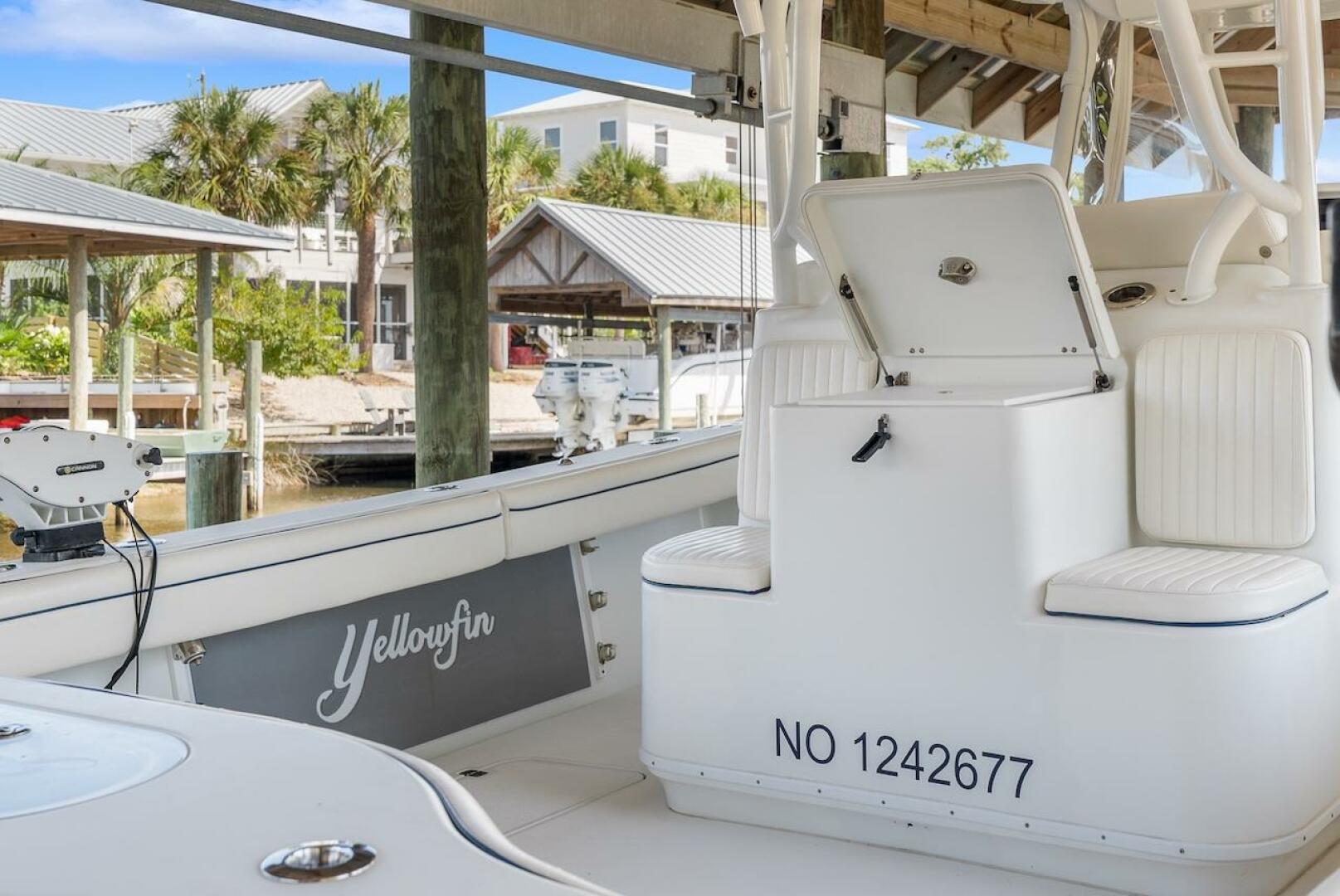 2015 Yellowfin 39 boat interior with seating and storage, do