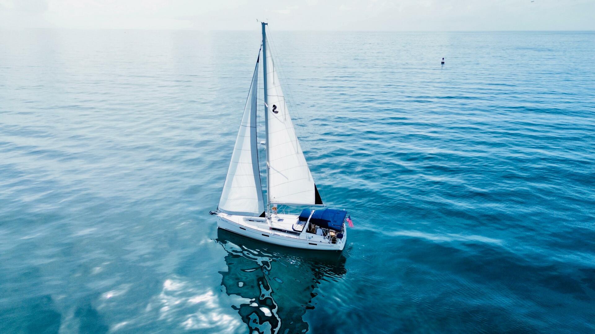 Sailing yacht Beneteau Oceanis 45, 2015 model, gliding on ca